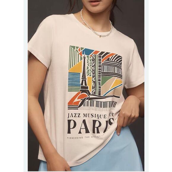 Anthropologie Tops - Anthropologie X Wild Fever Studio Paris Graphic Tee Eiffel Tower XXS NEW